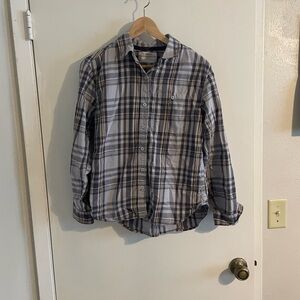 Purple REI women’s plaid button down
